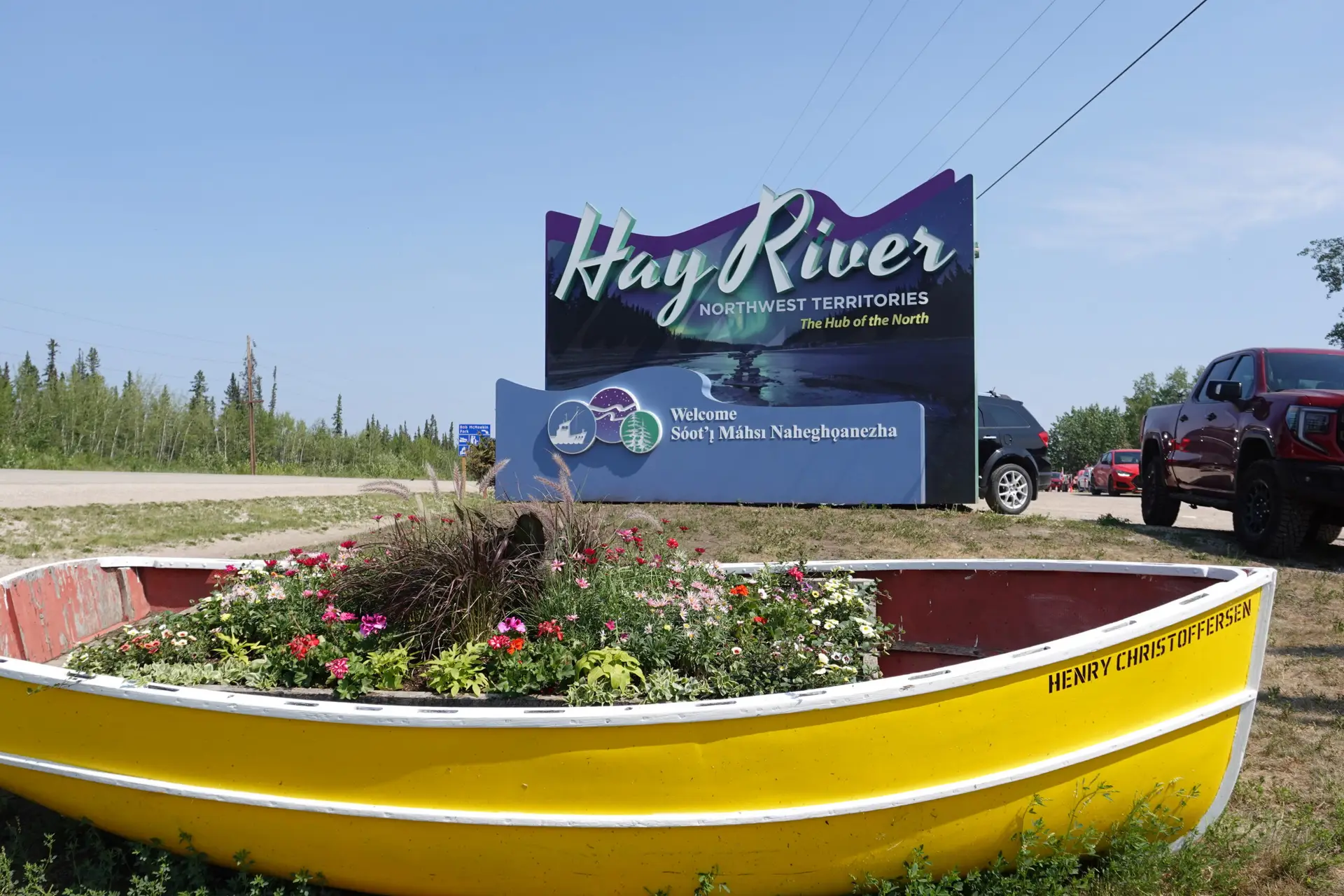 Hay River Tourism Welcome Sign
